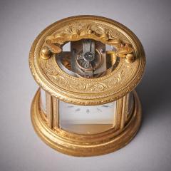 19th Century Eight Day Miniature Gilt Brass Carriage Clock with Original Case - 3127285