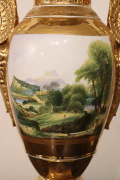 19th Century Empire Amphora Vases in Gilded Porcelain with Handles of Swans - 4194915