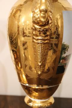 19th Century Empire Amphora Vases in Gilded Porcelain with Handles of Swans - 4194920