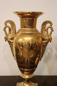 19th Century Empire Amphora Vases in Gilded Porcelain with Handles of Swans - 4194922