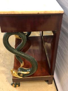 19th Century Empire Serpent Paint Gilt Decorated Mirrored Back Console - 3001118