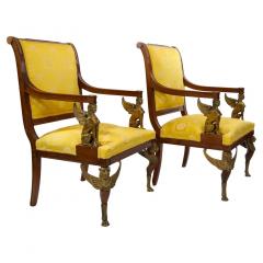 19th Century Empire Style Gilt Bronze Mounted Pair Armchair - 2785932