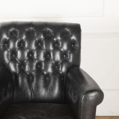 19th Century English Black Leather Armchairs - 3622906