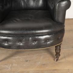 19th Century English Black Leather Armchairs - 3622916