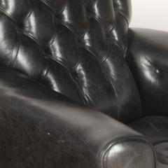 19th Century English Black Leather Armchairs - 3623014