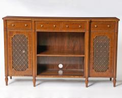 19th Century English Burlwood Mahogany Regency Style Inlay Decorated Breakfront - 3886384