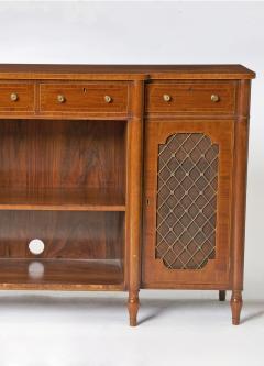 19th Century English Burlwood Mahogany Regency Style Inlay Decorated Breakfront - 3886389