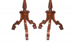 19th Century English Chippendale Style Pair Tripod Foot Candle Stand Pedestal - 3534266