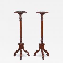 19th Century English Chippendale Style Pair Tripod Foot Candle Stand Pedestal - 3536415