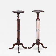 19th Century English Chippendale Style Pair Tripod Foot Candle Stand Pedestal - 3536416
