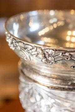 19th Century English Cut Crystal Vase with Sterling Silver Rim - 4079042