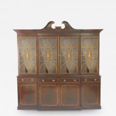 19th Century English George III Mahogany Breakfront Bookcase - 2474642