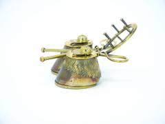 19th Century English Gold Washed Sheffield Silverplate Equestrian Themed Inkwell - 3168882