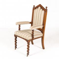 19th Century English Gothic Oak Armchair - 3615447