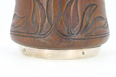 19th Century English Ice Bucket in Silver Plate and Hand Carved Oak - 3174337