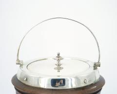 19th Century English Ice Bucket in Silver Plate and Hand Carved Oak - 3174382