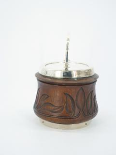 19th Century English Ice Bucket in Silver Plate and Hand Carved Oak - 3174384
