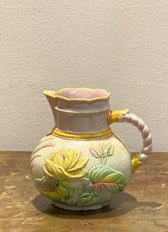 19th Century English Majolica Pitcher with Lotus - 1473927