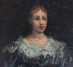 19th Century English Oil Painting on Canvas Victorian Woman Illegibly Signed - 4432379