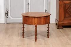 19th Century English Pine and Faux Bamboo Drum Table with Inner Metal Basin - 3595858