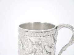 19th Century English Silverplate Barware Mug Depicting Knights in Battle - 3169003