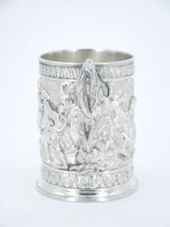 19th Century English Silverplate Barware Mug Depicting Knights in Battle - 3169006