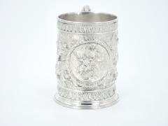 19th Century English Silverplate Barware Mug Depicting Knights in Battle - 3169009