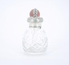 19th Century English Sterling Silver Covered Top Cut Glass Perfume Bottle - 3440930
