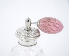 19th Century English Sterling Silver Covered Top Cut Glass Perfume Bottle - 3440931