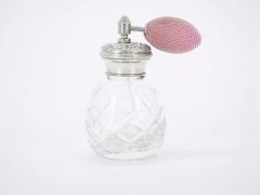 19th Century English Sterling Silver Covered Top Cut Glass Perfume Bottle - 3440932