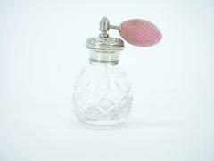 19th Century English Sterling Silver Covered Top Cut Glass Perfume Bottle - 3440934