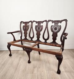 19th Century English or Irish Mahogany Chippendale Settee - 4649758