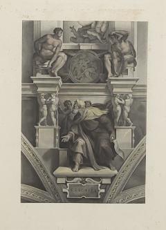 19th Century Engraving after Ghisi of Prophet Ezekiel by Michelangelo - 3163057