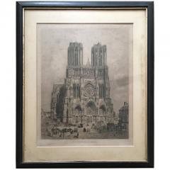 19th Century Engraving of Cathedrale de Reims  - 1708323