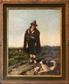 19th Century European Oil Painting of an Old Man and His Dog - 3064989