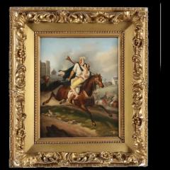 19th Century European Orientalist Painting of Arab on Horse Rescuing a Princess - 3880448