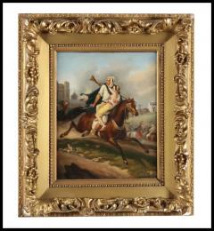 19th Century European Orientalist Painting of Arab on Horse Rescuing a Princess - 3880450