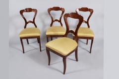 19th Century Fine Set of Four Biedermeier Walnut Chairs Vienna c 1825  - 3860959