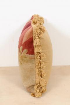19th Century French Aubusson Tapestry Pillow with Roses and Tassels - 3461482