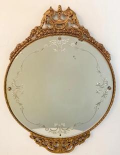 19th Century French Belle Epoque Gilded Circular Etched Glass Mirror - 2866300