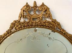 19th Century French Belle Epoque Gilded Circular Etched Glass Mirror - 2866366