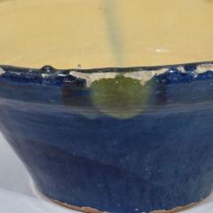 19th Century French Blue Glazed Terracotta Dairy Bowl or Tian - 4116329