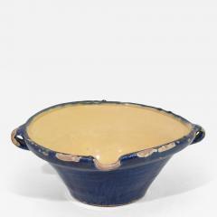 19th Century French Blue Glazed Terracotta Dairy Bowl or Tian - 4187815