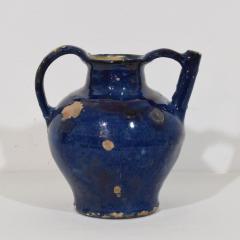 19th Century French Blue Glazed Terracotta Jug or Water Cruche - 4116315