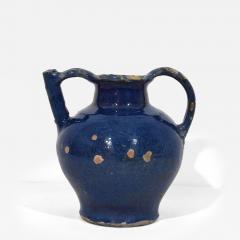 19th Century French Blue Glazed Terracotta Jug or Water Cruche - 4187810
