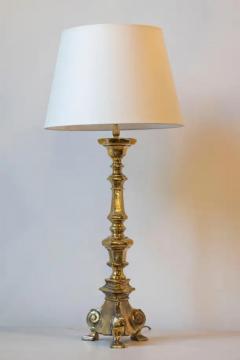 19th Century French Brass Table Lamp with Sculptural Tripod Base - 4105990