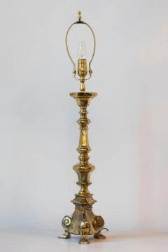 19th Century French Brass Table Lamp with Sculptural Tripod Base - 4105991