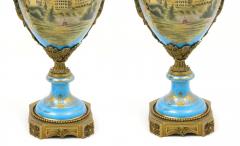 19th Century French Bronze Mounted Porcelain Covered Urns Robin s Egg Blue - 4557130