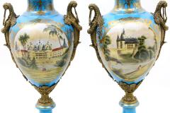 19th Century French Bronze Mounted Porcelain Covered Urns Robin s Egg Blue - 4557136