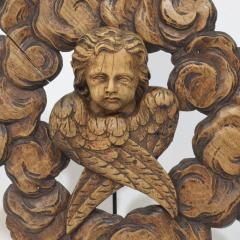 19th Century French Carved Oak Winged Angel Head in Clouds Ornament - 4518421